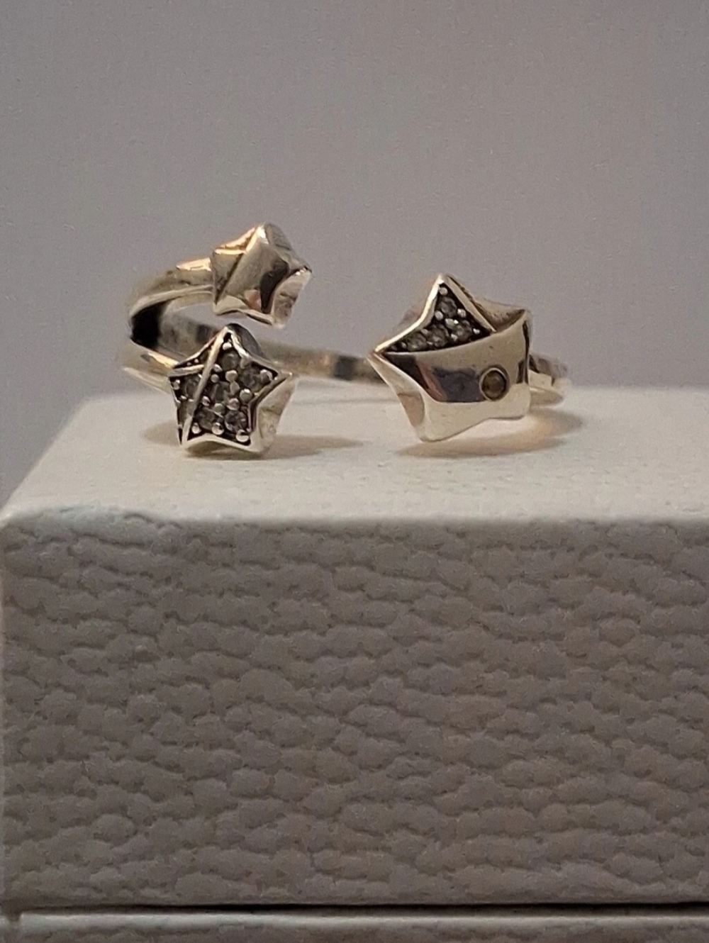 Pandora Silver Star Open Ring with Clear Stones